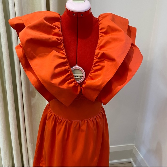 ZARA Ruffled Red/Orange Mini Dress, Women's (US XS) - Picture 4 of 12
